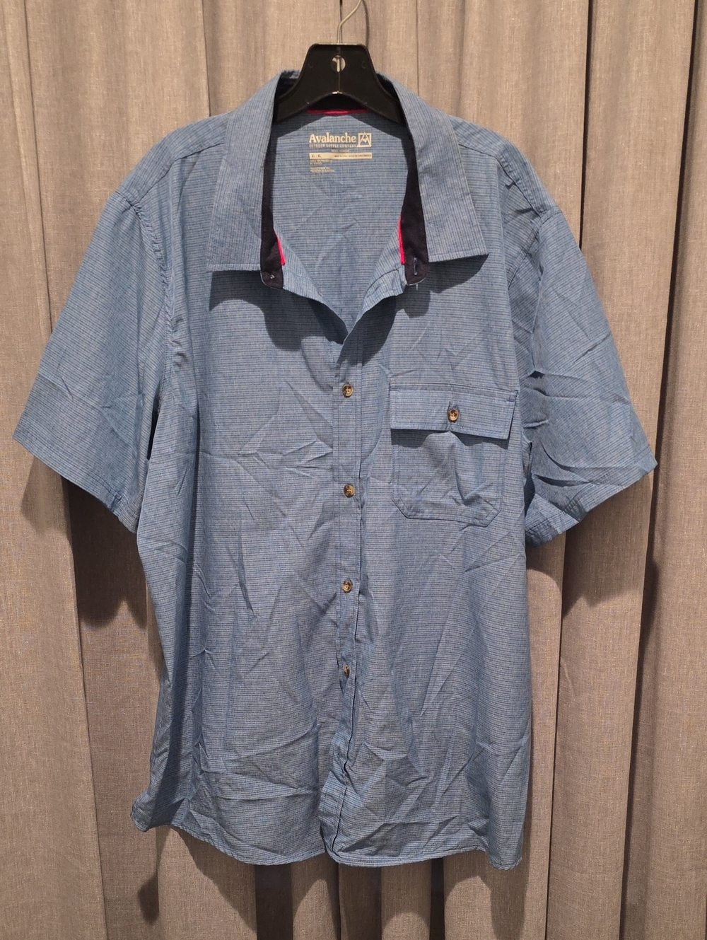 Avalanche Light Blue Patterned Short Sleeve Button-Down Shirt with Chest Pocket